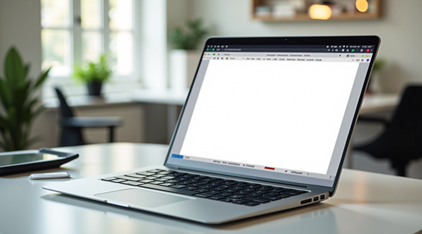 Laptop on desk showing WCAG compliance checklist and standards documentation